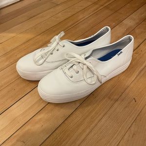 white platform leather keds